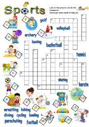 A crossword puzzle on practising/reinforcing/testing sport vocabulary. Sports And Hobbies Crossword Black White Printer Friendly Esl Worksheet By Wunia
