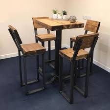 Related:breakfast bar table set round breakfast table set breakfast table and chairs. Industrial 4 Seater Table Set Tall Breakfast Bar Restaurant Cafe Tab Rusticland