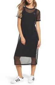 Salty Lashes Love This Look Everything About It This Dress Looks Perfect For The Mom On The Go Adidas Illus Striped Midi Dress Tshirt Dress Outfit Fashion