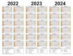 We offer printable 2021 calendars for free. 2022 2024 Three Year Calendar Free Printable Pdf Templates