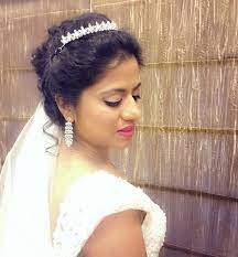 Indian Christian Bride Wearing Bridal Gown And Veil Makeup And Hairstyle By Swank Studio Bride Hairstyles With Veil Bridal Hair Bridal Hairstyle For Reception
