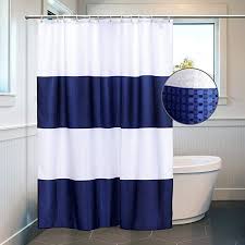 Amazon Com White And Navy Blue Shower Curtain Liner Waffle Waterproof Polyester Bathroom Curtains Blue Shower Curtains Shower Curtain Navy Blue Shower Curtain