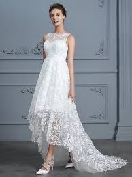 Die beste hochzeitskleider / brautkleid online kaufen. Beautiful A Linie U Ausschnitt Armellos Asymmetrisch Spitze Hochzeitskleid Queenabelle Online Kaufen