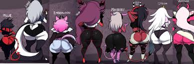 helluva boss, emberlynn pinkle (demon form), loona (helluva boss), martha  (helluva boss), mayberry (helluva boss) - Rule 34 World