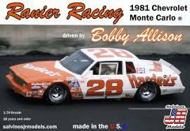 The make and model of the cars are different from team to team. Nascar Ranier Racing 1981 Chevrolet Monte Carlo 28 Driven By Bobby Allison Model Car Hobbysearch Model Car Kit Store