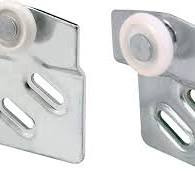 Prime-Line N 7537 Sliding Closet Door Roller Kit, 7/8 In. Wheel Dia.,  Convex (Round) Edge Plastic, Stamped Steel Construction, Includes 1/4 & 1/2  In. ...