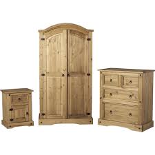 Corona Distressed Waxed Pine Bedroom Furniture Trio Wilko