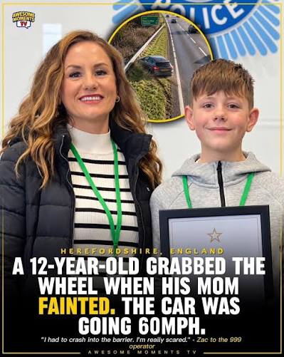 A 13-year-old from Wales has won a Pride of Britain Award after steering a car to safety after his mum suddenly passed out behind the wheel. Zac Howells, then 12, and his