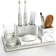 8.2*24 cm tooth brush holder:8.2*8.2*12.8 cm 5, item: Slow Time Shop Generic 6 Piece Resin Bathroom Accessory Set Soap Dish Dispenser Electri Electric Toothbrush Holder Bathroom Hardware Set Toothbrush Storage