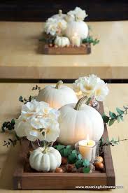 Contemporary Fall Centerpiece Idea With White Pumpkins Fall Wedding Centerpieces Pumpkin Wedding Wedding Floral Centerpieces