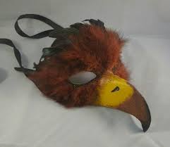 Black Bird With Orange Shoulders Golden Eagle Mask Brown Eagle Feathered Mask Bird Of Etsy Eagle Mask Brown Eagle Bird Costume