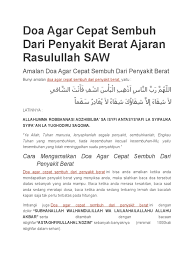 Doa memohon kesembuhan dari segala penyakit amalin yuk religione tvone. Doa Agar Cepat Sembuh Dari Penyakit Berat Ajaran Rasulullah Saw