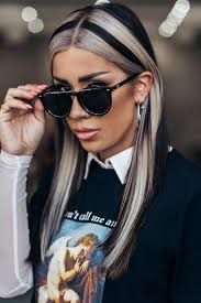Get it to the healthiest state beforehand to make the result look that much better. Brassy Blonde Streak On Black Hair Hair Color For Black Hair Hair Color Streaks Blonde Hair Color