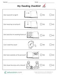 My Reading Checklist Worksheet Education Com Reading Worksheets Kindergarten Reading Kindergarten Reading Worksheets