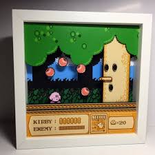 Juego kirby para my boy. Kirby S Adventure Diorama 3d 25x25cm Nes Nintendo Video Game Room Design Shadow Box 3d Shadow Box