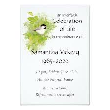 Memorial Service Invite Chickadee Bird Zazzle Com In 2020 Memorial Service Invitation Memorial Service Celebration Of Life