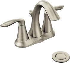 The home depot moen bathroom faucets. Moen 6410bn Eva Two Handle Centerset Bathroom Faucet With Drain Assembly Brushed Nickel Touch On Bathroom Sink Faucets Amazon Com