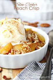 If using canned peaches we can skip the other ingredients that we use with the peaches, just spread the canned peaches in the baking dish, stir in 2 tablespoons homemade peach cobbler. Slow Cooker Peach Crisp Let S Dish Recipes