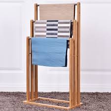 Costway Porte Serviettes En Bois Avec 3 Barres Support Pour Serviettes Sur Pied Portant Vetements Accessoires De Salle De Bain Porte Serviette Deco Salle De Bain Accessoires Salle De Bain