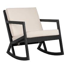 Safavieh Vernon Outdoor Rocking Chair In Black White Rocking Chair Porch Modern Outdoor Rocking Chairs Outdoor Rocking Chairs