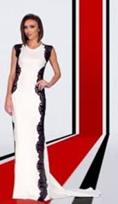 I Love This Giuliana Rancic White Gown With Black Lace From E Red Carpet Promo Who Is The Designer Dresses Dresses For Work Giuliana Rancic