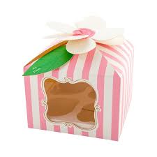 Gift boxes with clear window is the best choice for it. Pastry Tek Pink Paper Flower Top Cupcake Window Gift Box Stripes Fits 4 7 X 7 X 5 100 Count Box