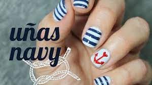 Este video es pagado pues. Unas Decoradas Con Ancla Paso A Paso Estilo Marinero Navy Nail Art Youtube