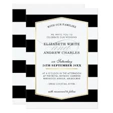 Wedding Invite Chic Modern Black White Stripe Gold Zazzle Com Wedding Invitation Gold Black Wedding Invitations Diy Elegant Wedding Invitations
