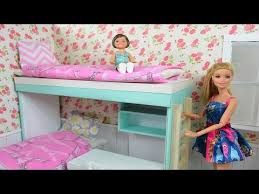 Diy barbie tufted bed made from a cereal box and cardboardsfollow us on facebook and instagram: How To Make Barbie Doll Bunk Bed Diy Dollhouse Tutorial Making Kids Toys Youtube Doll Furniture Diy Barbie House Furniture Doll Bunk Beds