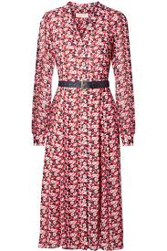 Michael Michael Kors Belted Floral Print Crepe Midi Dress In Red Modesens Kate Middleton Dress Dresses Kors Dress