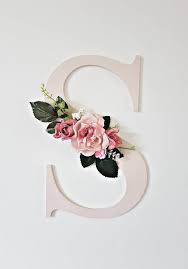 These Beautiful Floral Wall Initials Are Now Available In 4 Sizes 30cm Is Pictured Painted In Soft P Diy Floral Decor Floral Nursery Decor Initial Wall Decor