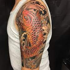Koi Fish Tattoo On Shoulder For Men Koi Tattoo Sleeve Koi Tattoo Design Koi Fish Tattoo