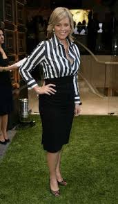 Samantha armytage in a tight button up blue top. Samantha Armytage Style File