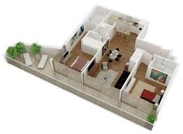 Plano De Departamento De 2 Habitaciones En 3d Jpg 580 425 House Design House Plans Design