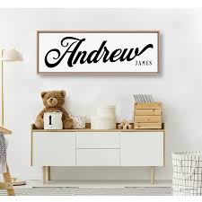 Name Sign for Nursery Personalized Baby Name Wood Framed Sign Retro Nursery  Wall Decor Above the Crib Sign Girl or Boy Baby Shower Gift