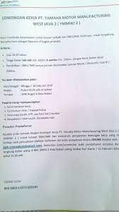 Alhamdulillah team hadroh smkn 2 kota bekasi berhasil merebut juara 1 dalam acara kegiatan peringatan tabligh akbar kel. Info Lowongan Kerja Pt Yamaha Bkk Smkn 6 Kota Bekasi Facebook