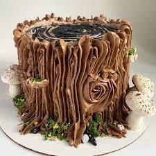 The cake is soft, but holds its shape after the frying. Buttercream Tree Trunk And Mushrooms Cake Yule Log Cake Chocolate Yule Log Recipe Yule Log Cake Recipe
