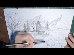 Desen in creion cu un peisaj cu cascada si padure | pencil drawing of a waterfall landscape forest. Desen In Creion Cu Peisaj De Toamna Pencil Drawing With Autumn Landscape Autumn Landscape Autumn Drawings Pencil Drawings