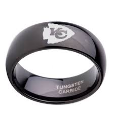 Kansas City Chiefs Ring Black 8mm Tungsten Ring Sizes 5 15 Available Kansascity Tungsten Carbide Wedding Bands Black Rings Tungsten Carbide Wedding Rings