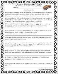 This Is One Of The Worksheets From Grammar By The Month August For 5th Grade By The Teacher Next Door There Are Enough 6th Grade Reading Ela Stations Grammar