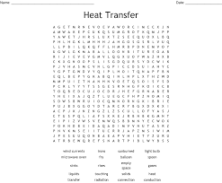 Radiation heat transfer between surfaces depends on the orientation of the surfaces relative to each other as well as their radiation properties and temperatures. Heat Transfer Word Search Wordmint