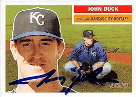 John Buck autographed Baseball Card (Kansas City Royals) 2005 Topps  Heritage #132