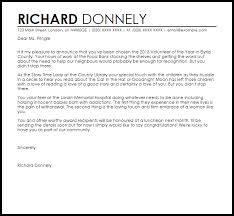Award Announcement Letter Example Letter Samples Templates