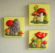 Mushroom Kitchen Decor Mushroom Wall Plaque Set Of Three Colorful Bright Yellow Kitchen Decor Mushroom Decor Retro Home Decor Yellow Kitchen Decor