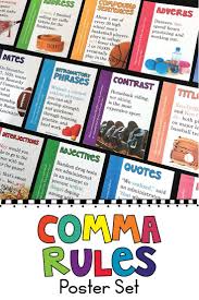 Comma Rules Poster Set Comma Rules Poster Mentor Sentences Comma Rules