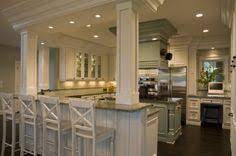 Sparkling glass pendants as kitchen island lighting ideas photo credit: 54 Best Columns On Kitchen Island Ideas Kitchen Remodel Kitchen Design Kitchen Island With Columns