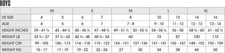 Kids Size Charts