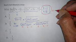 Limit trigonometri adalah nilai terdekat suatu sudut pada fungsi trigonometri. Contoh Soal Limit Akar