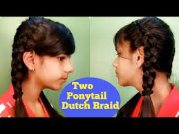 These are the latest two ponytail hairstyles. How To Make Dutch Braid Hairstyles In Two Ponytail Pigtails Everyday Hairstyle For School Kids Youtube