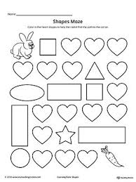 Heart Shape Maze Printable Worksheet Shapes Worksheets Shapes Worksheet Kindergarten Shapes